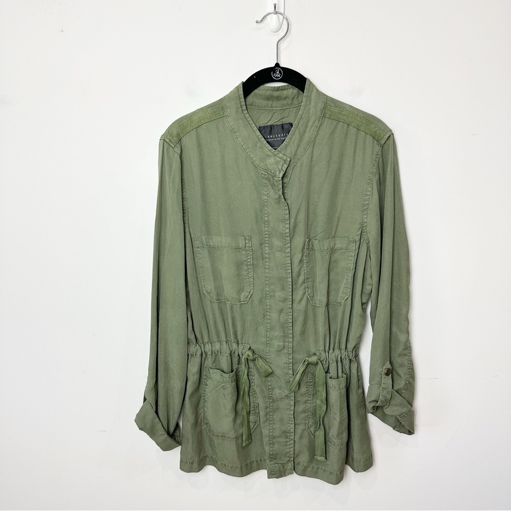 Sanctuary Utility Jacket Green Snap Roll Tab - Picture 4 of 9